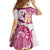 Maori Manta Ray Plumeria Royal Pink Family Matching Off The Shoulder Long Sleeve Dress and Hawaiian Shirt