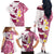 Maori Manta Ray Plumeria Royal Pink Family Matching Off The Shoulder Long Sleeve Dress and Hawaiian Shirt