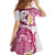 Maori Manta Ray Plumeria Royal Pink Family Matching Off Shoulder Short Dress and Hawaiian Shirt