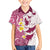 Maori Manta Ray Plumeria Royal Pink Family Matching Off Shoulder Short Dress and Hawaiian Shirt