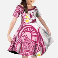 Maori Manta Ray Plumeria Royal Pink Family Matching Tank Maxi Dress and Hawaiian Shirt