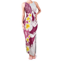 Maori Manta Ray Plumeria Royal Pink Family Matching Tank Maxi Dress and Hawaiian Shirt