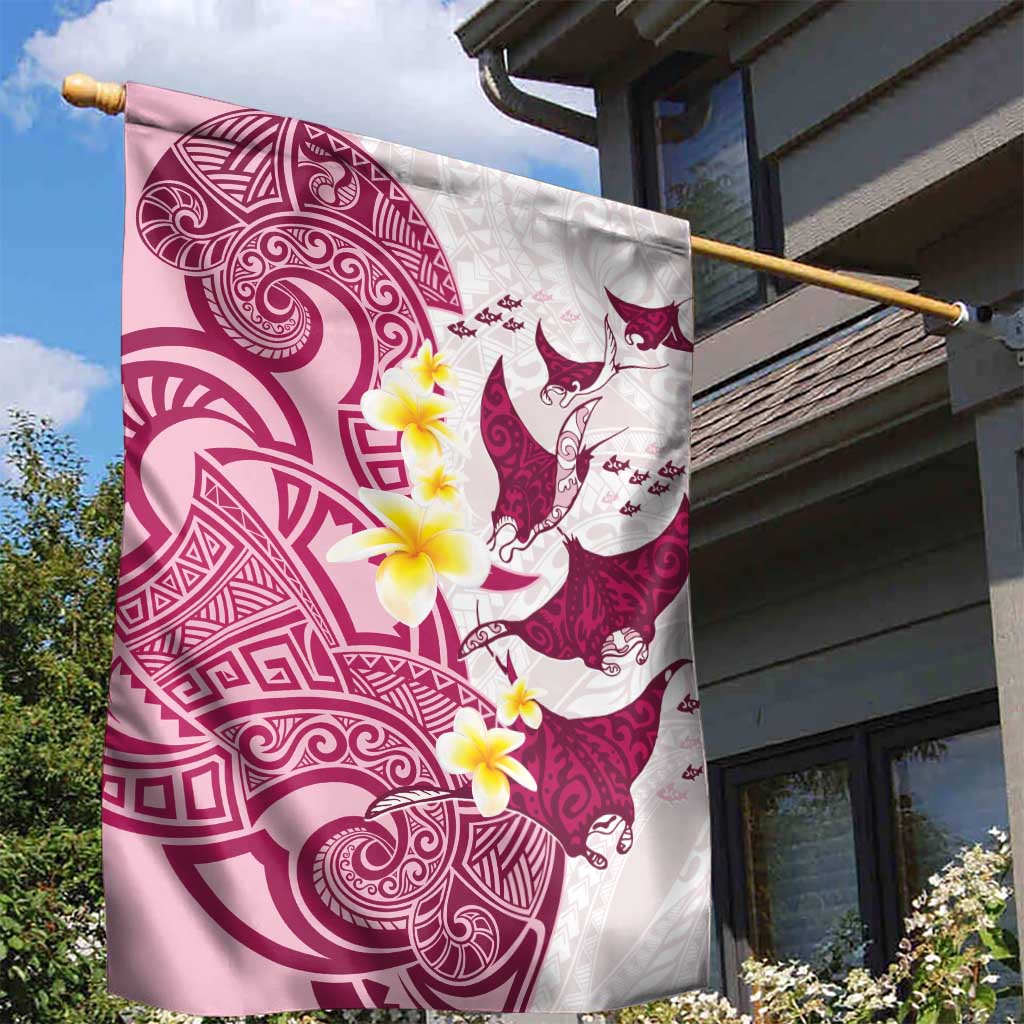 Maori Manta Ray Plumeria Royal Pink Garden Flag LT01 - Polynesian Pride
