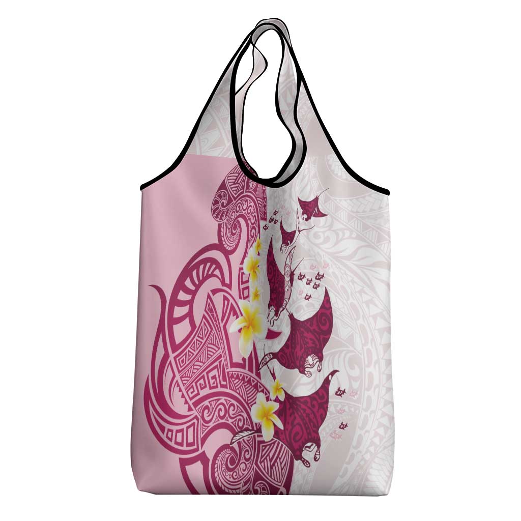 Maori Manta Ray Plumeria Royal Pink Grocery Bag LT01 - Polynesian Pride