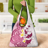 Maori Manta Ray Plumeria Royal Pink Grocery Bag LT01 - Polynesian Pride