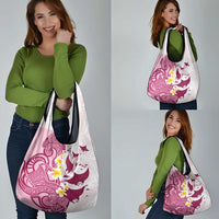 Maori Manta Ray Plumeria Royal Pink Grocery Bag LT01 - Polynesian Pride