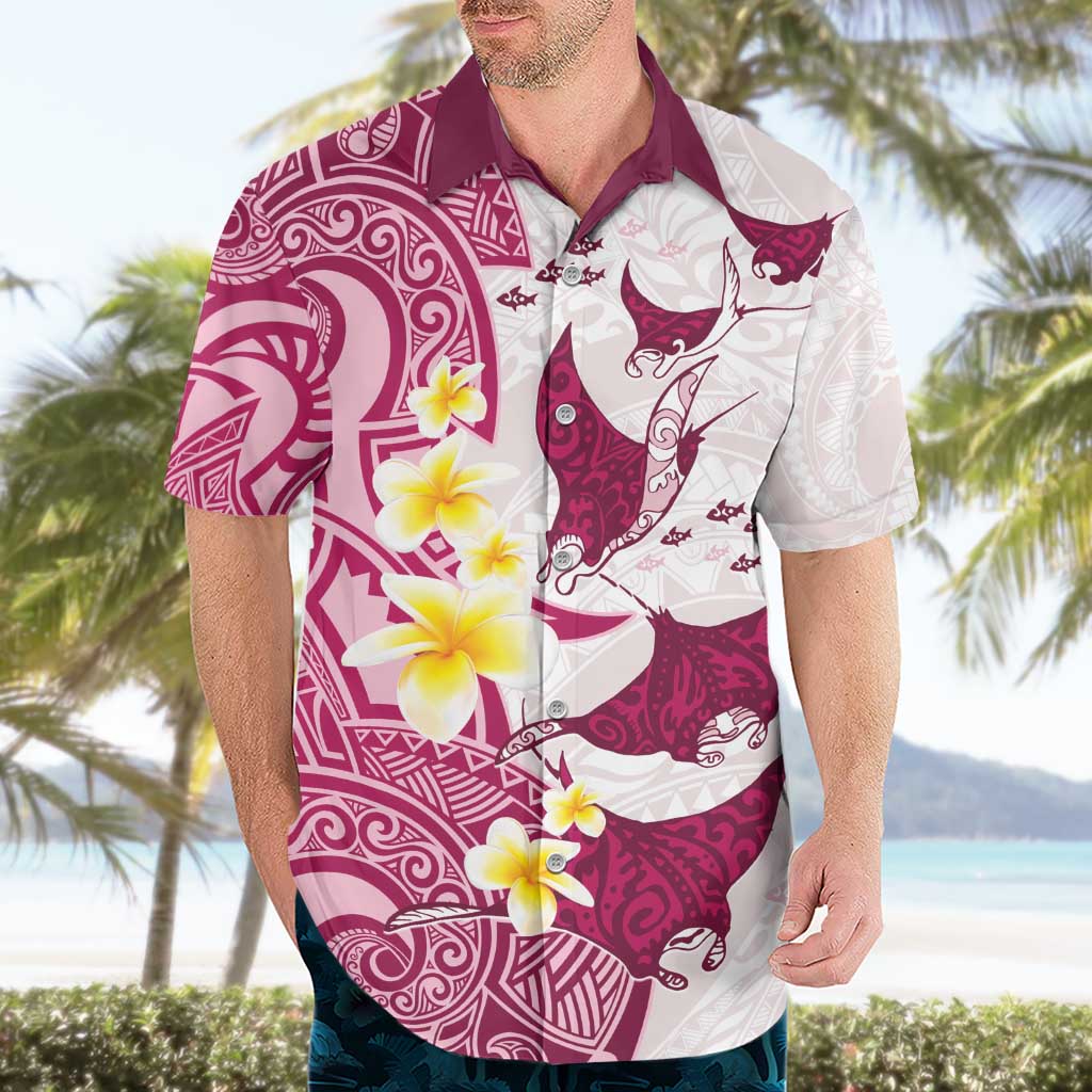 Maori Manta Ray Plumeria Royal Pink Hawaiian Shirt LT01 - Polynesian Pride
