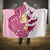 Maori Manta Ray Plumeria Royal Pink Hooded Blanket