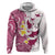 Maori Manta Ray Plumeria Royal Pink Hoodie