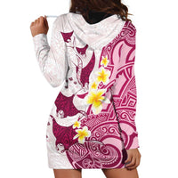 Maori Manta Ray Plumeria Royal Pink Hoodie Dress LT01 - Polynesian Pride