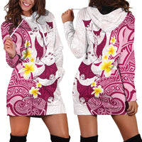 Maori Manta Ray Plumeria Royal Pink Hoodie Dress LT01 - Polynesian Pride