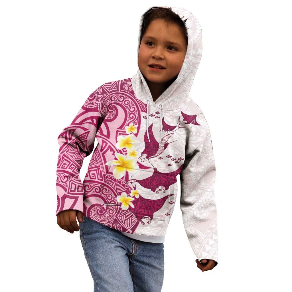 Maori Manta Ray Plumeria Royal Pink Kid Hoodie