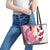 Maori Manta Ray Plumeria Royal Pink Leather Tote Bag