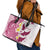 Maori Manta Ray Plumeria Royal Pink Leather Tote Bag