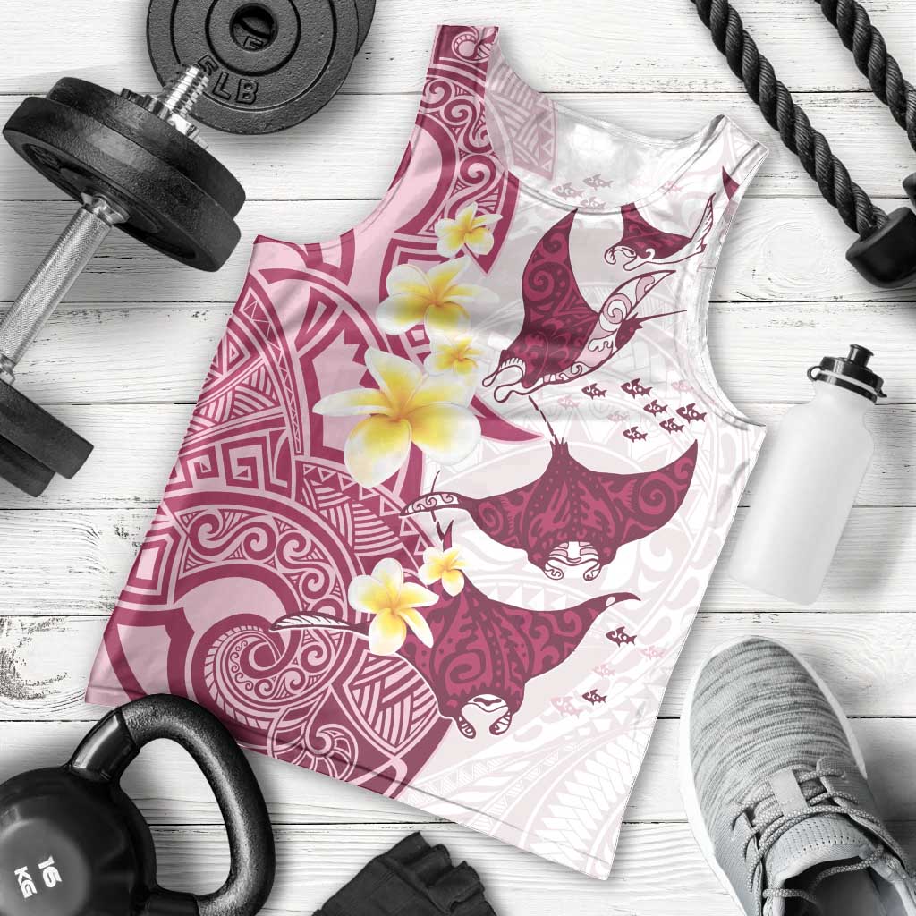 Maori Manta Ray Plumeria Royal Pink Men Tank Top LT01 - Polynesian Pride