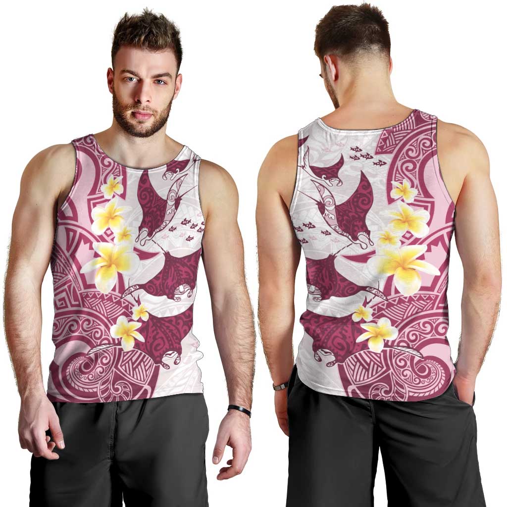 Maori Manta Ray Plumeria Royal Pink Men Tank Top LT01 - Polynesian Pride