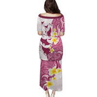 Maori Manta Ray Plumeria Royal Pink Puletasi LT01 - Polynesian Pride