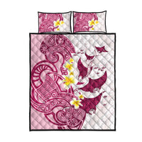Maori Manta Ray Plumeria Royal Pink Quilt Bed Set LT01 - Polynesian Pride