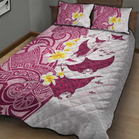 Maori Manta Ray Plumeria Royal Pink Quilt Bed Set LT01 - Polynesian Pride
