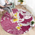 Maori Manta Ray Plumeria Royal Pink Round Carpet