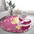 Maori Manta Ray Plumeria Royal Pink Round Carpet