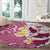 Maori Manta Ray Plumeria Royal Pink Round Carpet