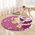 Maori Manta Ray Plumeria Royal Pink Round Carpet