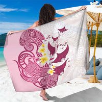 Maori Manta Ray Plumeria Royal Pink Sarong