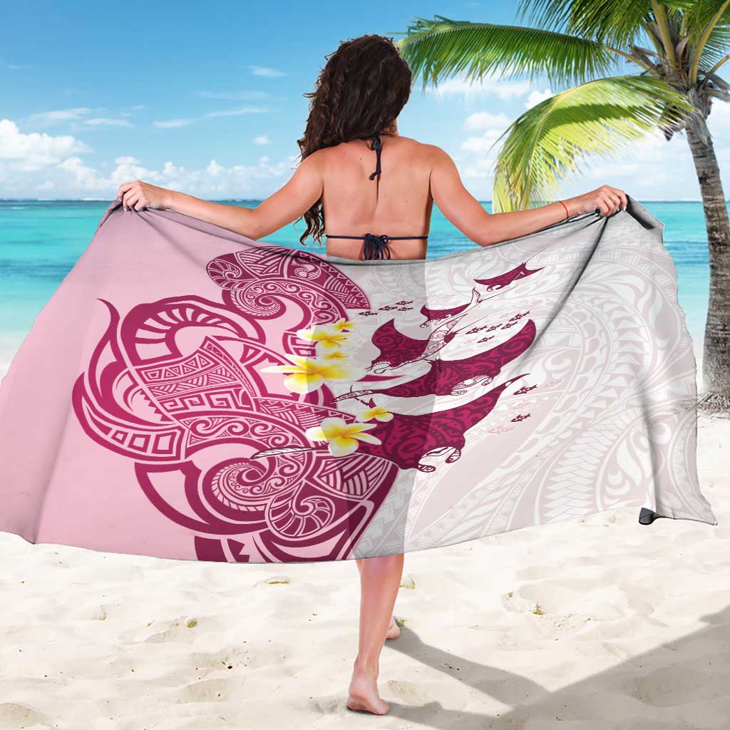 Maori Manta Ray Plumeria Royal Pink Sarong