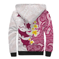 Maori Manta Ray Plumeria Royal Pink Sherpa Hoodie LT01 - Polynesian Pride