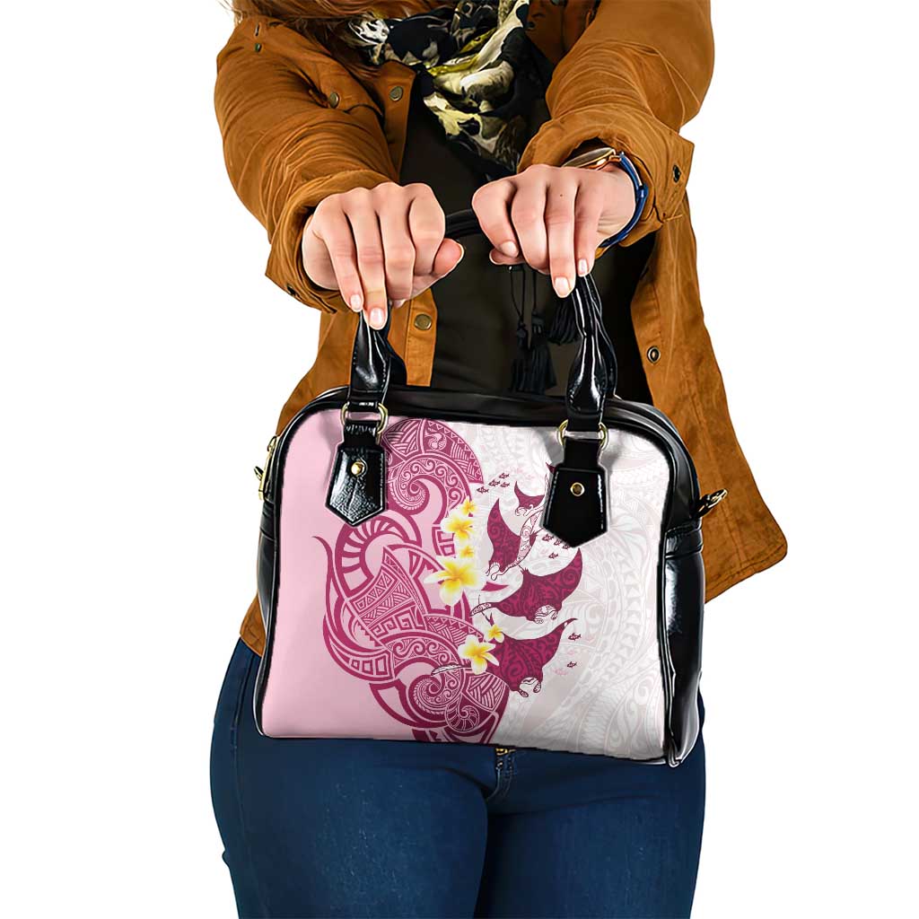 Maori Manta Ray Plumeria Royal Pink Shoulder Handbag