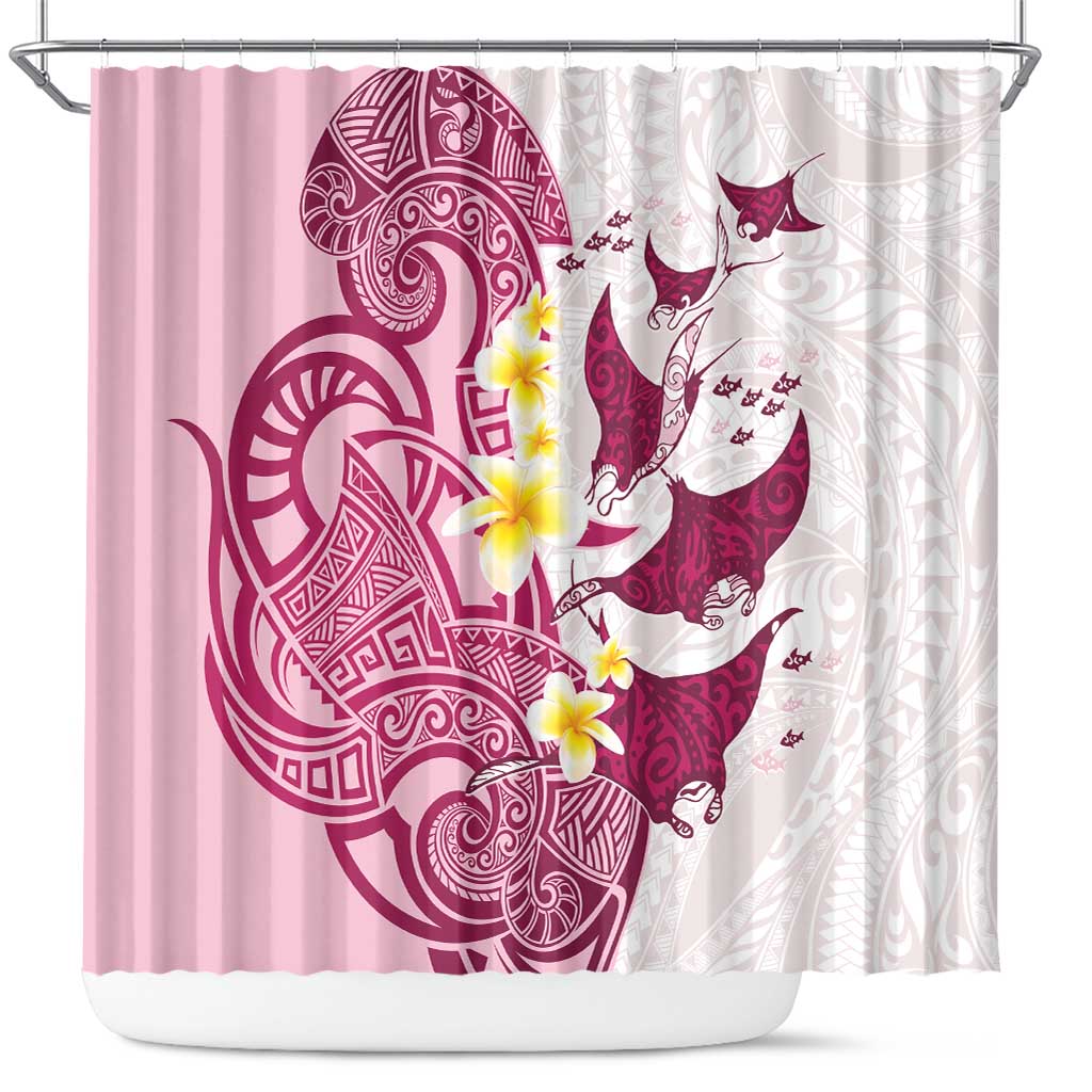 Maori Manta Ray Plumeria Royal Pink Shower Curtain