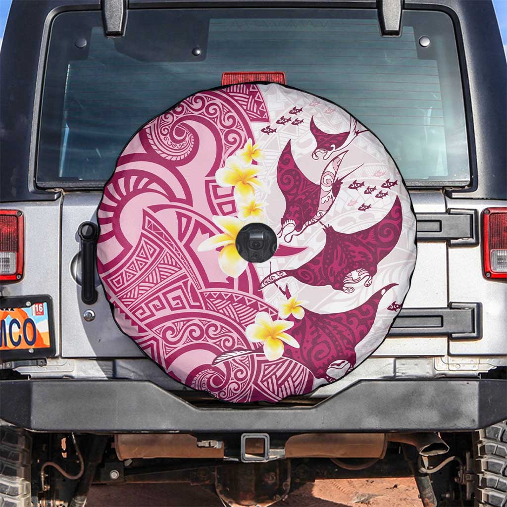 Maori Manta Ray Plumeria Royal Pink Spare Tire Cover LT01 Pink - Polynesian Pride