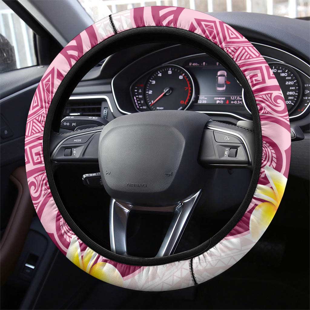 Maori Manta Ray Plumeria Royal Pink Steering Wheel Cover LT01 - Polynesian Pride