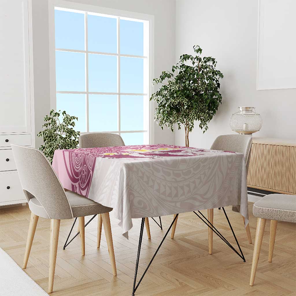 Maori Manta Ray Plumeria Royal Pink Tablecloth LT01 - Polynesian Pride