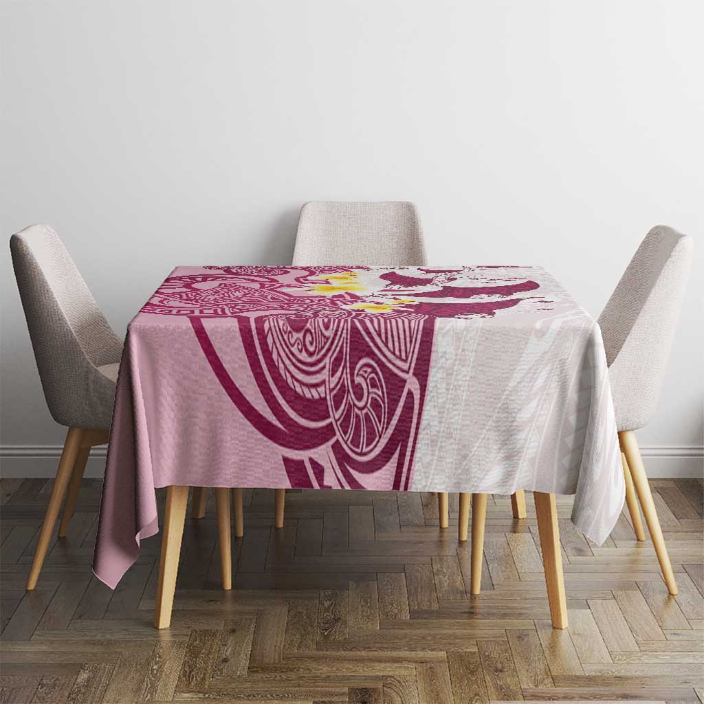 Maori Manta Ray Plumeria Royal Pink Tablecloth LT01 - Polynesian Pride