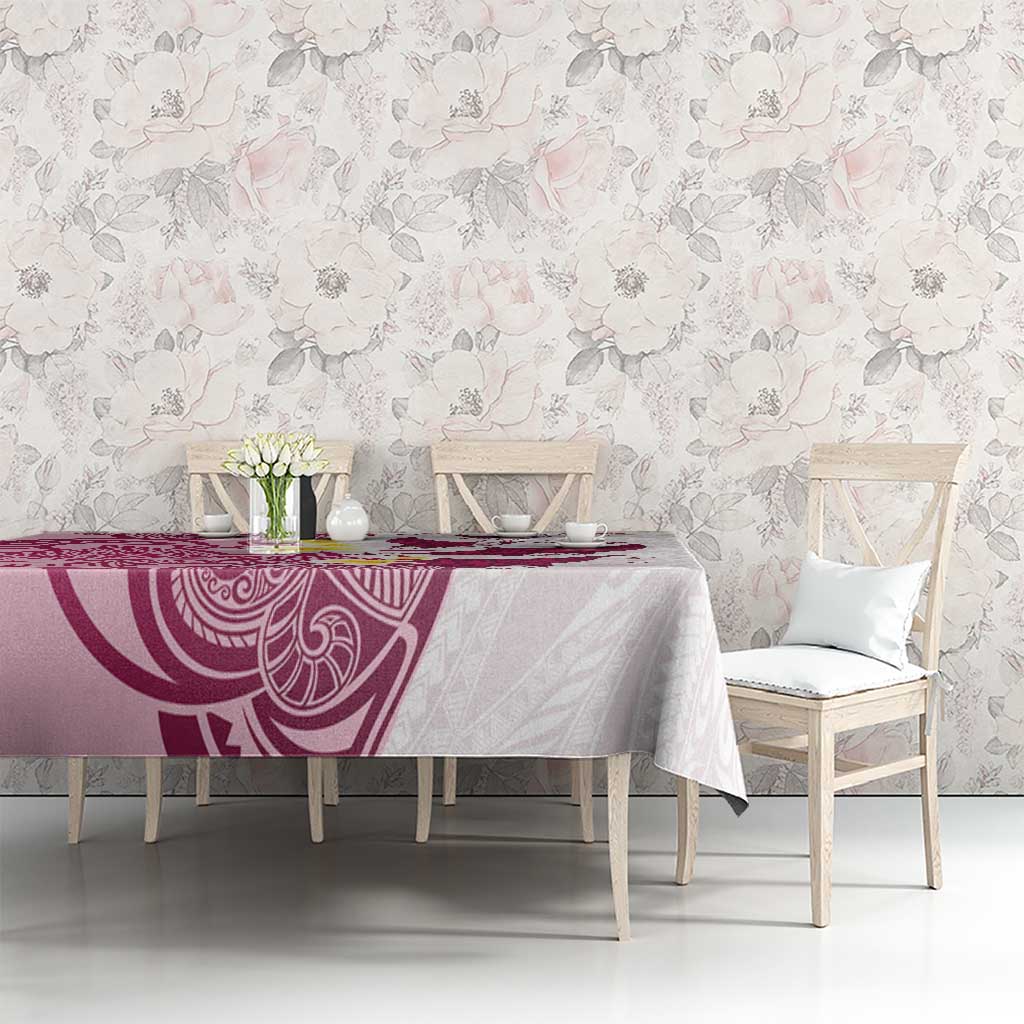 Maori Manta Ray Plumeria Royal Pink Tablecloth LT01 - Polynesian Pride
