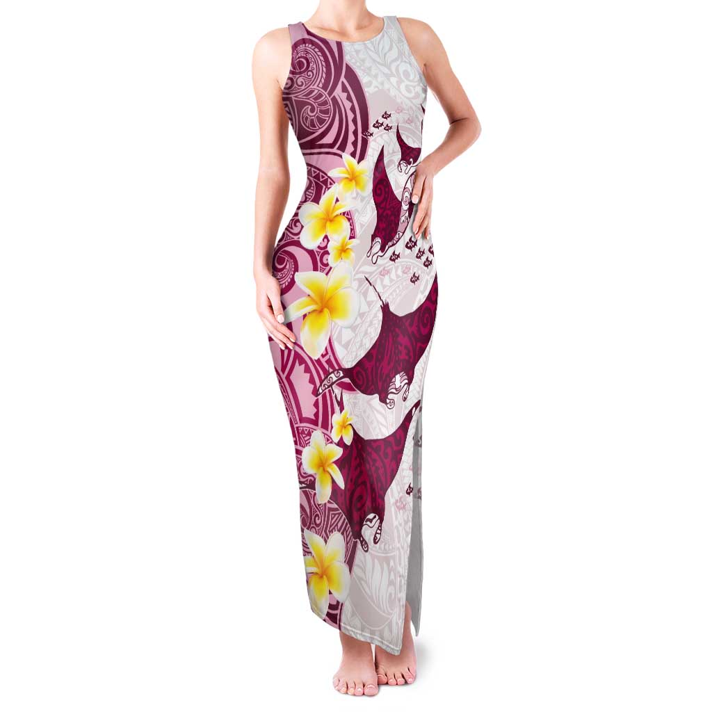 Maori Manta Ray Plumeria Royal Pink Tank Maxi Dress LT01 Women Pink - Polynesian Pride