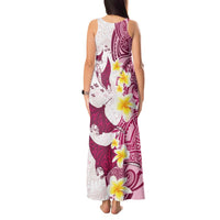 Maori Manta Ray Plumeria Royal Pink Tank Maxi Dress LT01 - Polynesian Pride