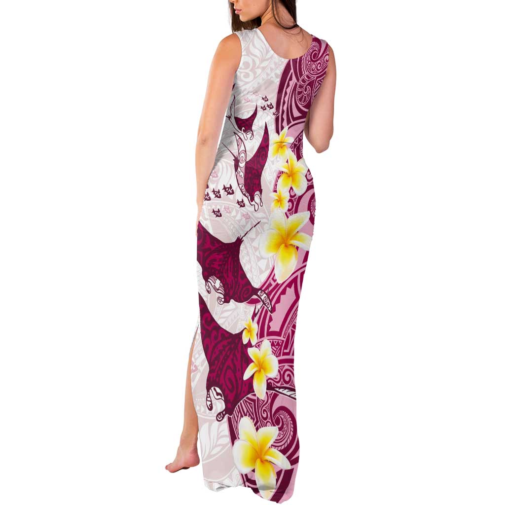 Maori Manta Ray Plumeria Royal Pink Tank Maxi Dress LT01 - Polynesian Pride