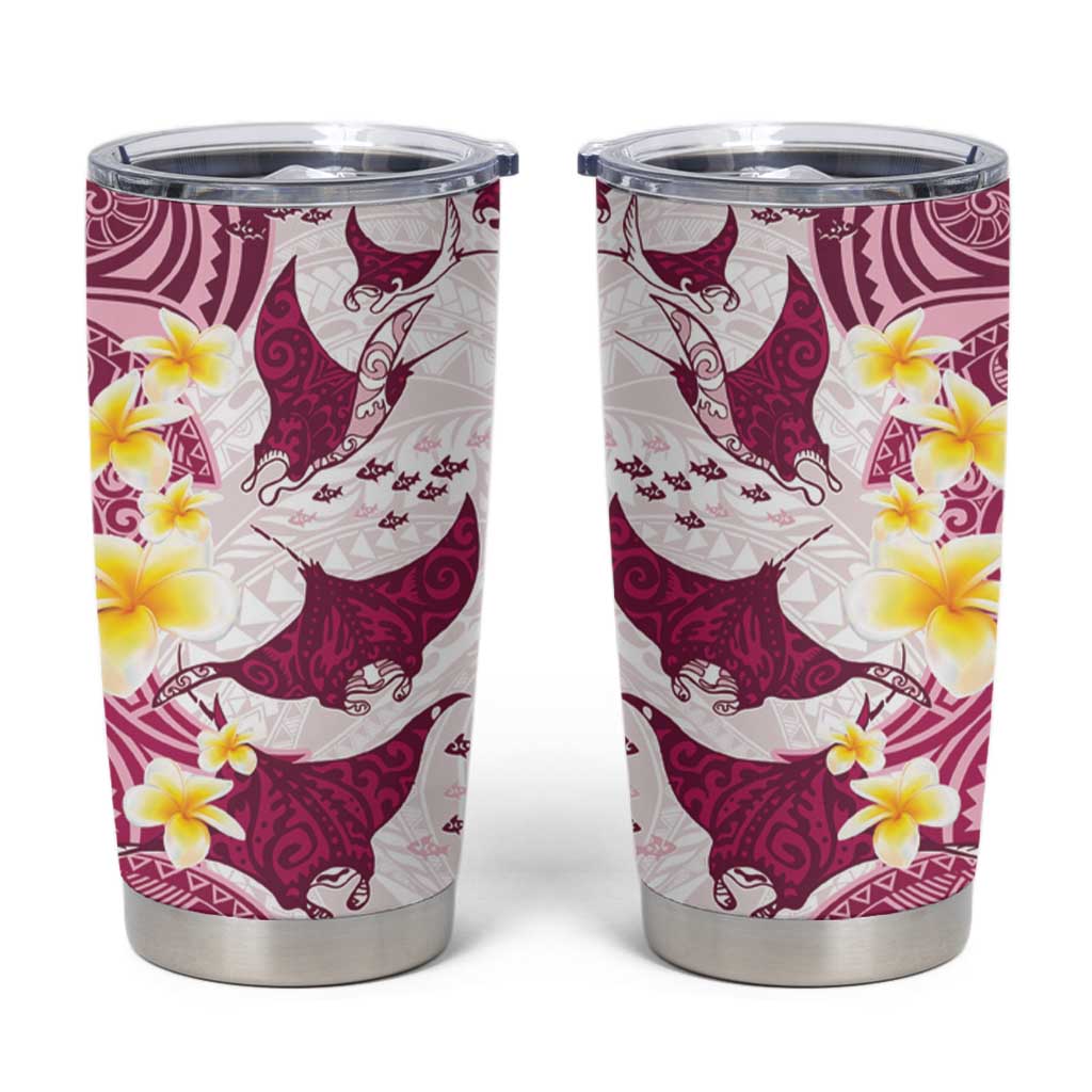 Maori Manta Ray Plumeria Royal Pink Tumbler Cup