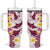 Maori Manta Ray Plumeria Royal Pink Tumbler With Handle