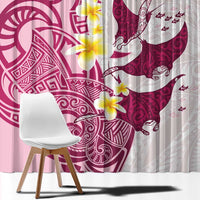 Maori Manta Ray Plumeria Royal Pink Window Curtain LT01 - Polynesian Pride