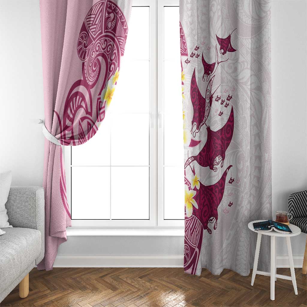 Maori Manta Ray Plumeria Royal Pink Window Curtain LT01 - Polynesian Pride