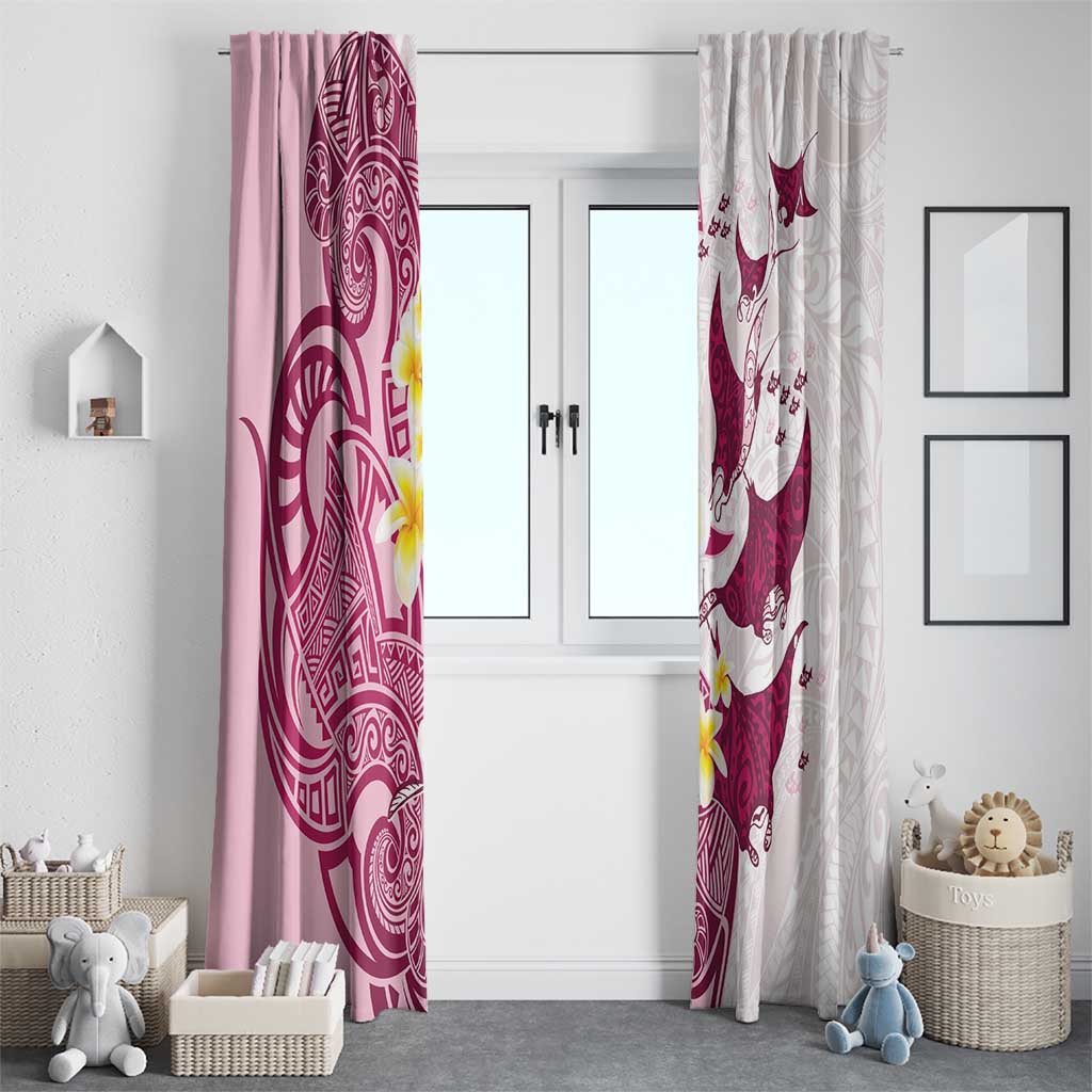 Maori Manta Ray Plumeria Royal Pink Window Curtain LT01 - Polynesian Pride