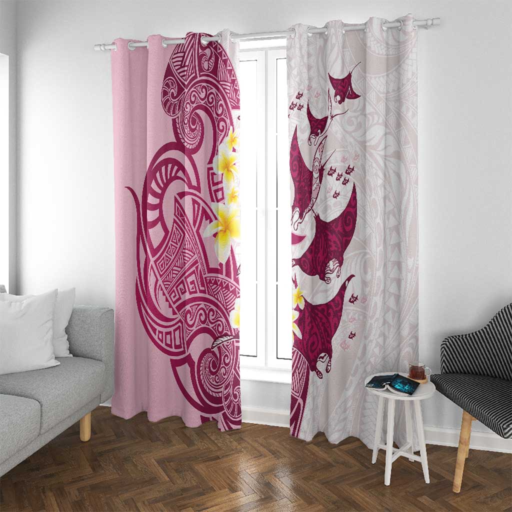 Maori Manta Ray Plumeria Royal Pink Window Curtain LT01 With Grommets Pink - Polynesian Pride