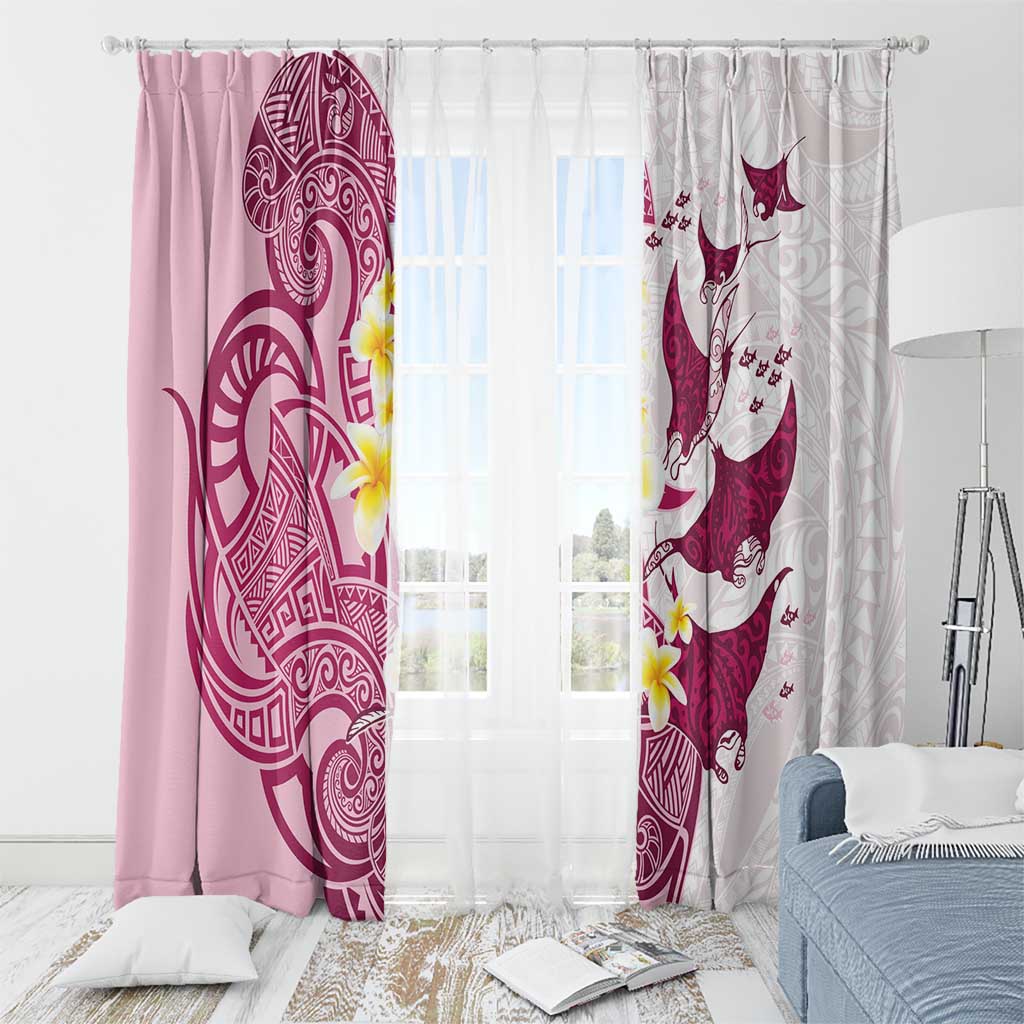 Maori Manta Ray Plumeria Royal Pink Window Curtain LT01 - Polynesian Pride