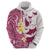 Maori Manta Ray Plumeria Royal Pink Zip Hoodie