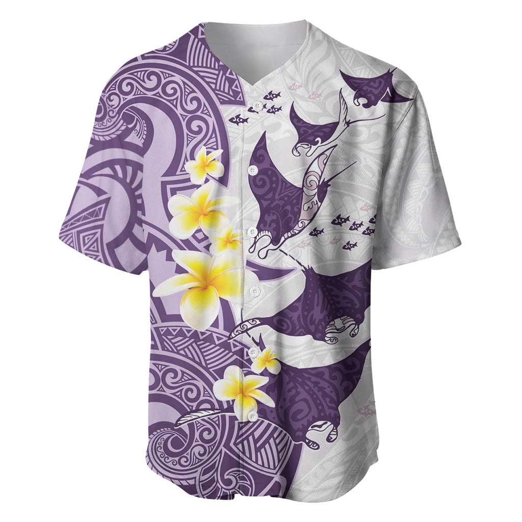 Maori Manta Ray Plumeria Deep Purple Baseball Jersey