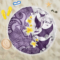 Maori Manta Ray Plumeria Deep Purple Beach Blanket LT01 One Size 150cm Purple - Polynesian Pride